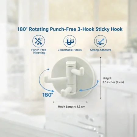 180° Rotating Sticky Hook (3 Hooks)