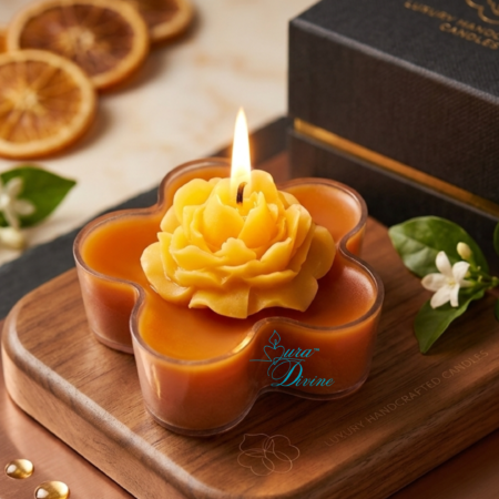 Orange Bloom Flower Tea Light Scented Candle (Polycarbonate)