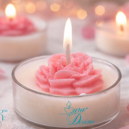 Decorative Polycarbonate Round Tea Light Scented Candle (Set of 4, With Rose)